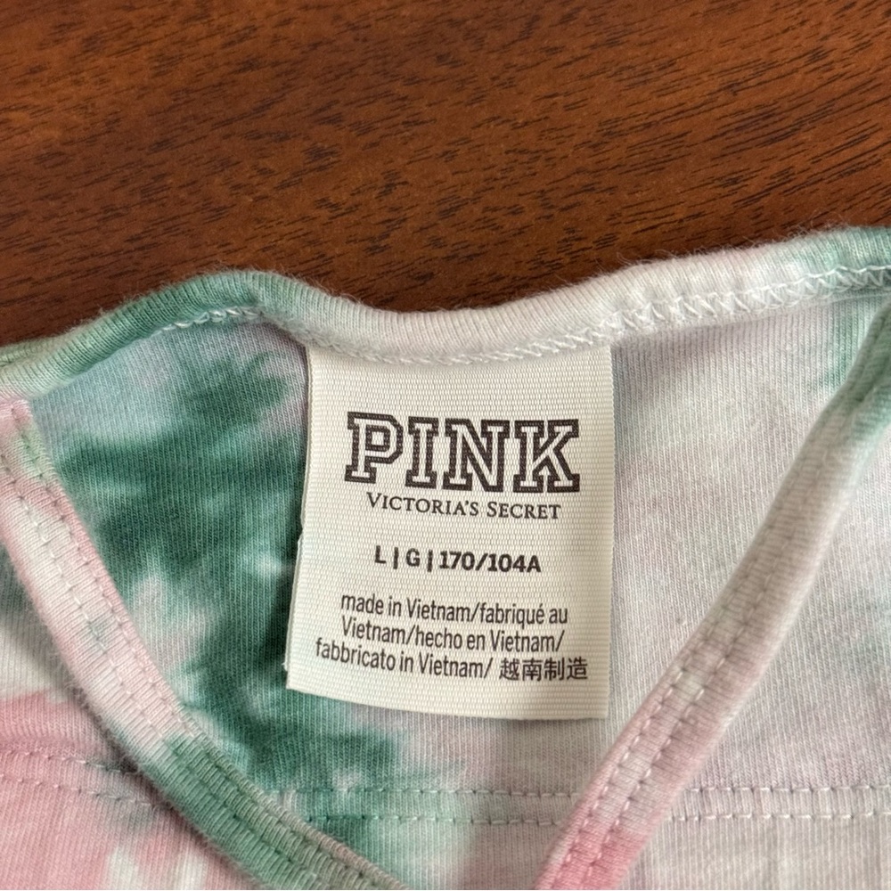 PINK by Victoria Secret Tie-Dye Spaghetti Strap Racerback Crop Top. Size Large - Picture 5 of 8